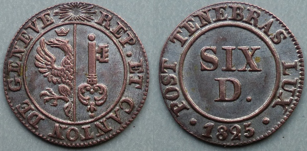 Geneva 1825 6 deniers